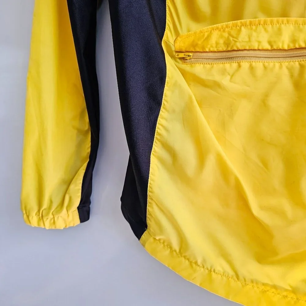 Descente Yellow & Black Cycling Jacket Mens Lightweight, Size Medium Run Small